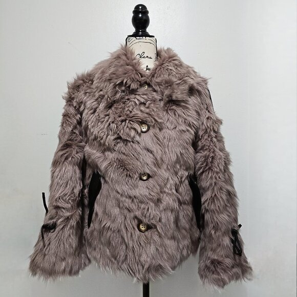 New Real Toscana Long Hair Sheepskin Shearling Lamb Fur Coat Jacket Faded Purple - Picture 1 of 5